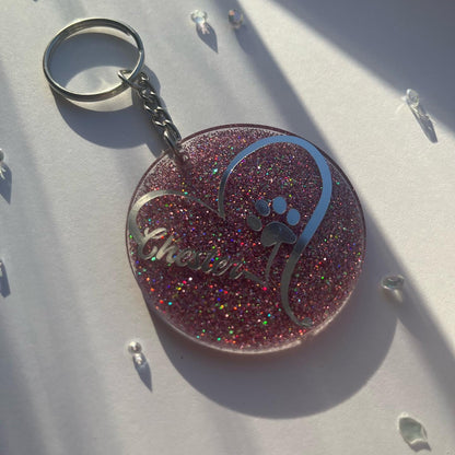 Glitter Personalised Dog Keyring