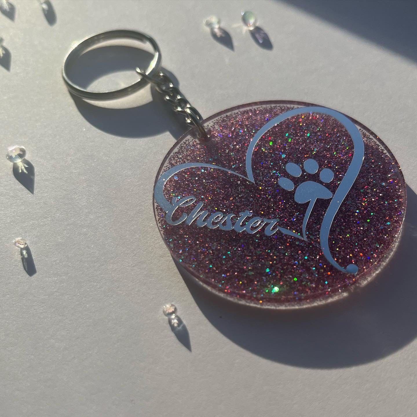 Glitter Personalised Dog Keyring